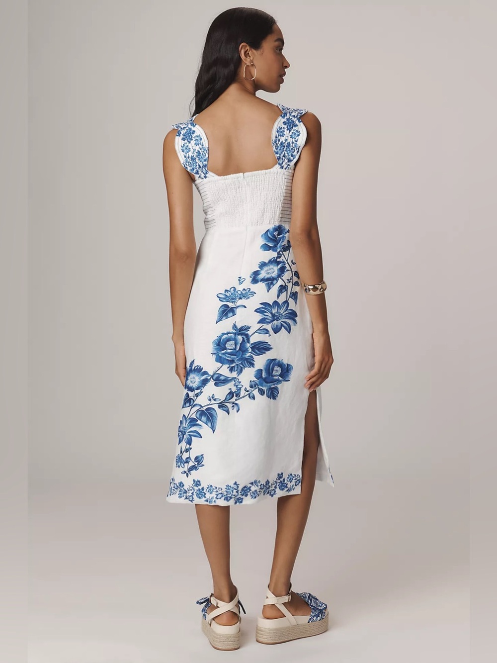 Farm Rio: BLUE FLORAL CASCADE OFF WHITE
WAVY ONE SHOULDER / LINEN - Picture 3 of 7